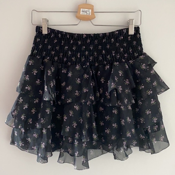 Intermix Keelan floral SILK high waist mini skirt NWOT - Picture 3 of 6